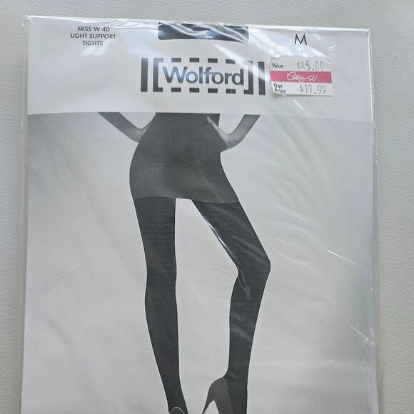 Wolford Miss W 40 Light Support Tights Black Size M - Picture 1 of 6